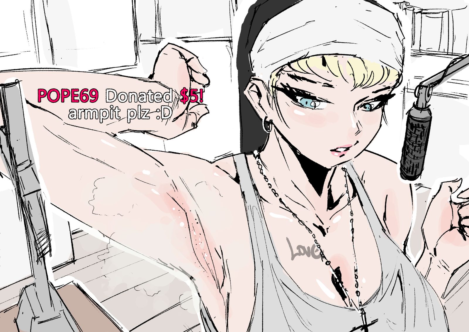 1girls, armpits — artwork by pizzlet