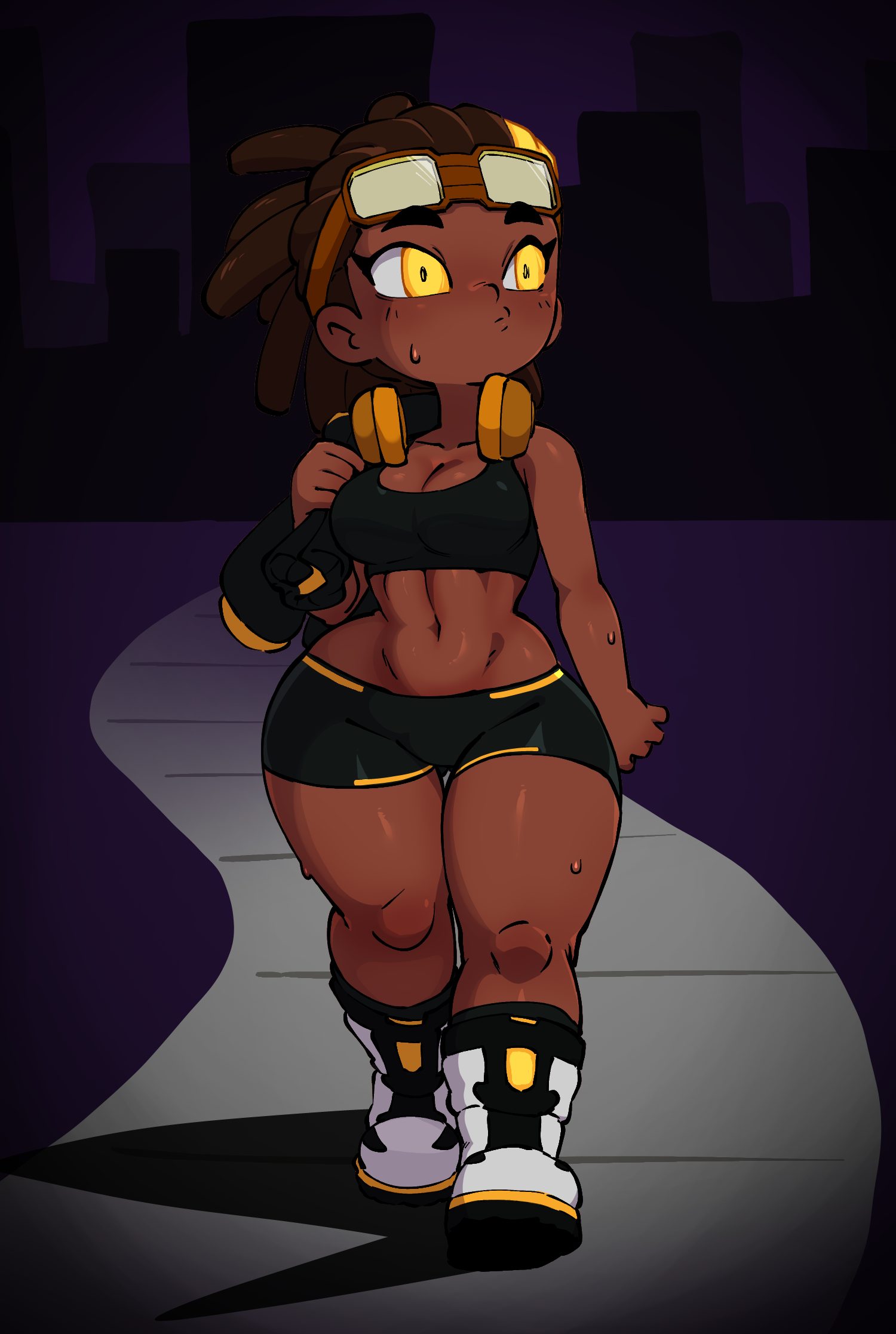 Dark skin, huge breasts — artwork by jellot