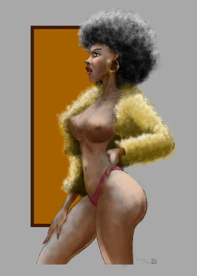 1girls, afro — artwork by chclaudino