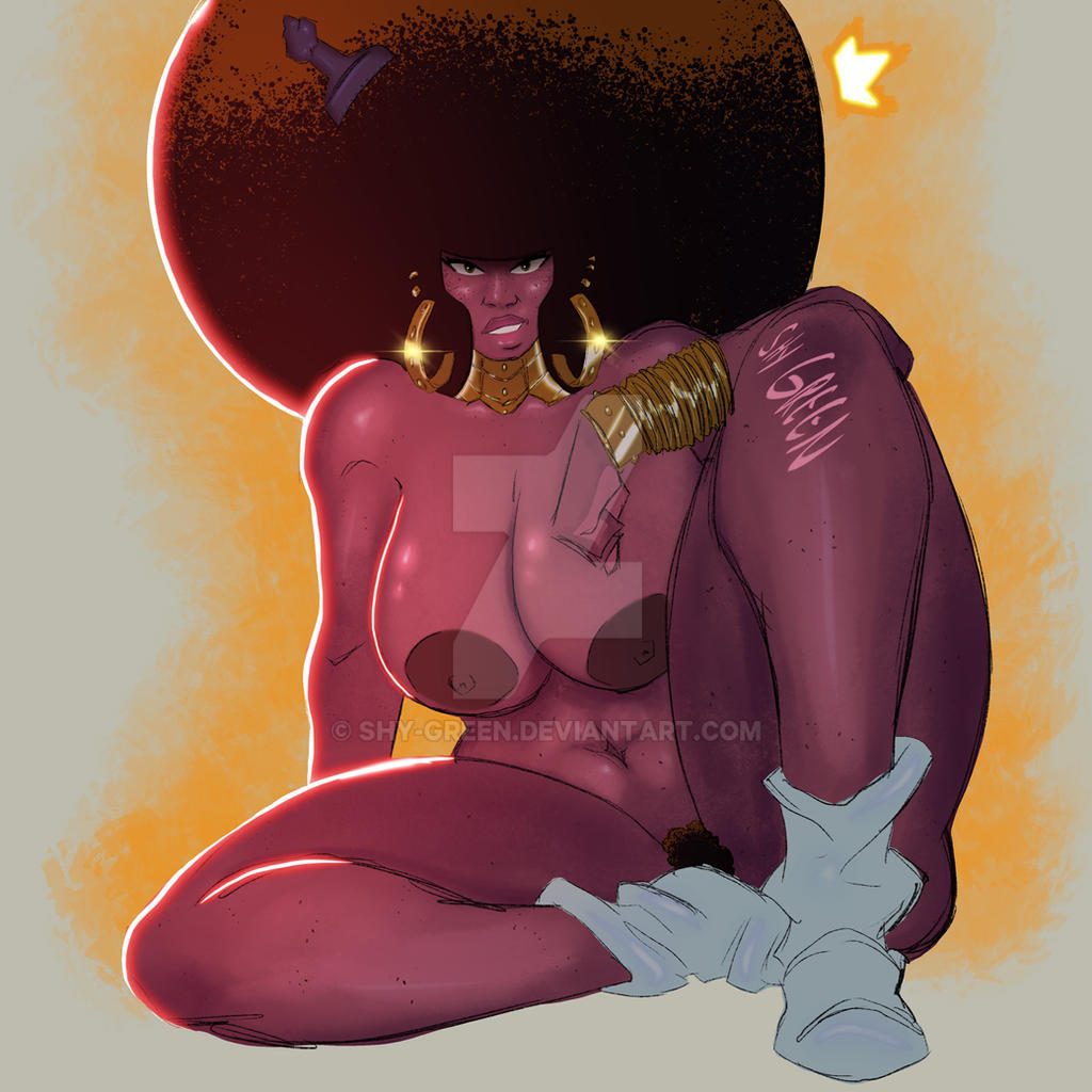 1girls, afro — artwork by shy green