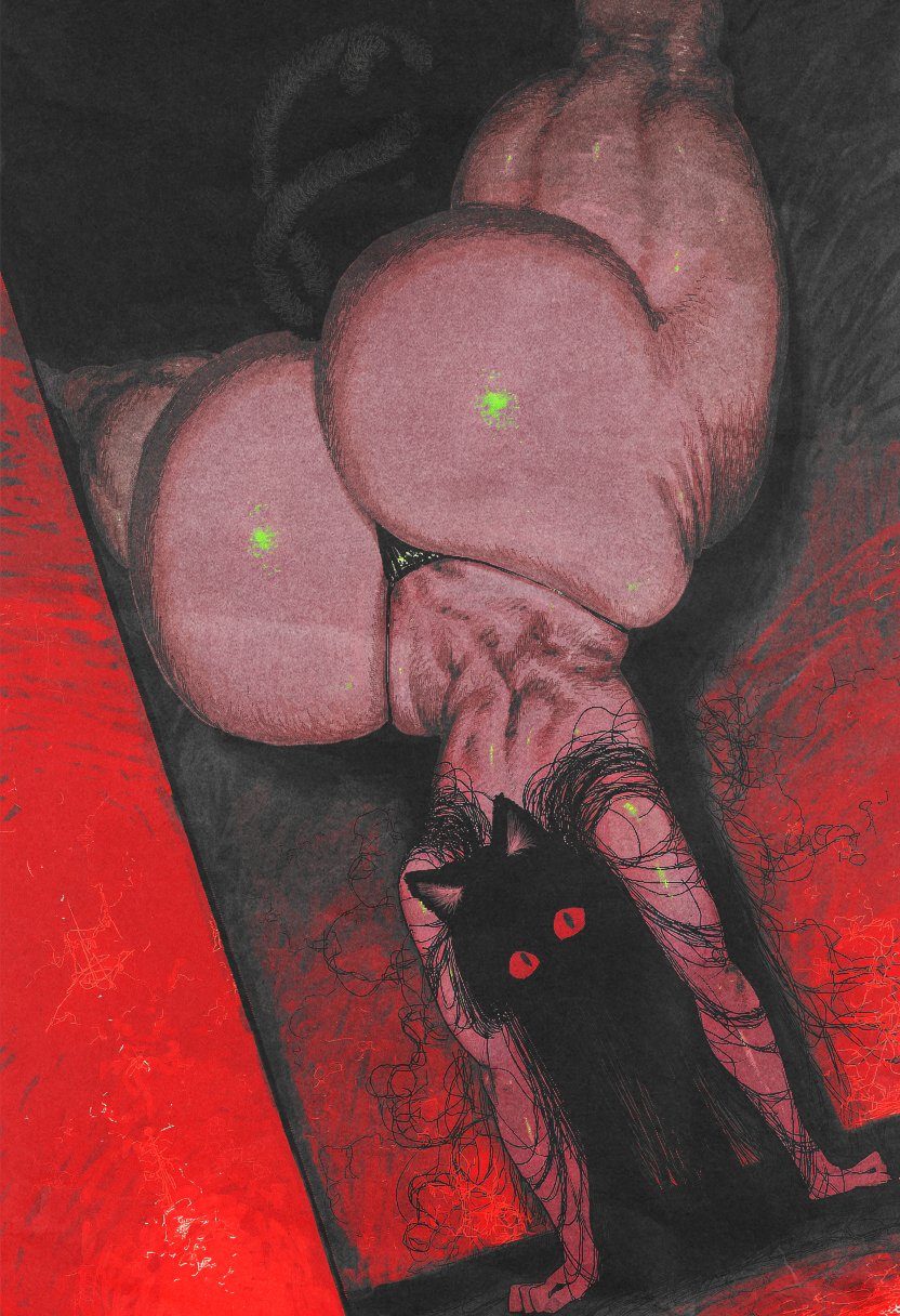 Huge ass, red eyes — artwork by goddamnparasite