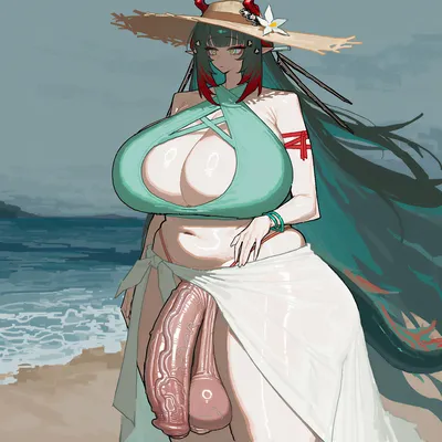 Beach, big breasts — artwork by flappytsk