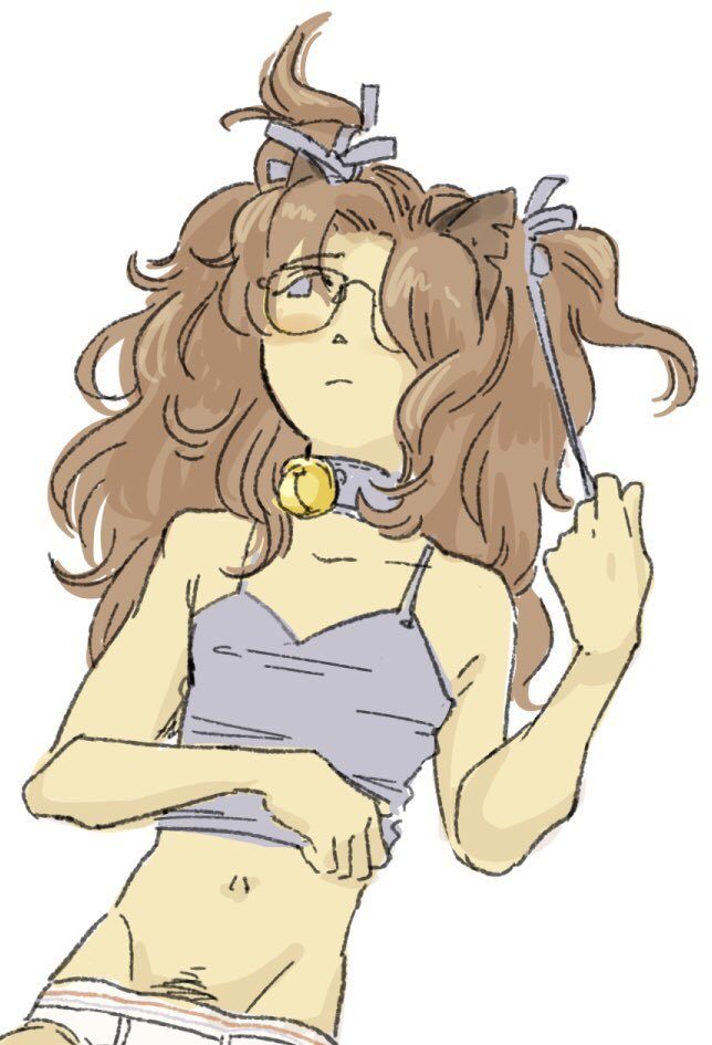 Brown hair, cat ears — artwork by nemouti