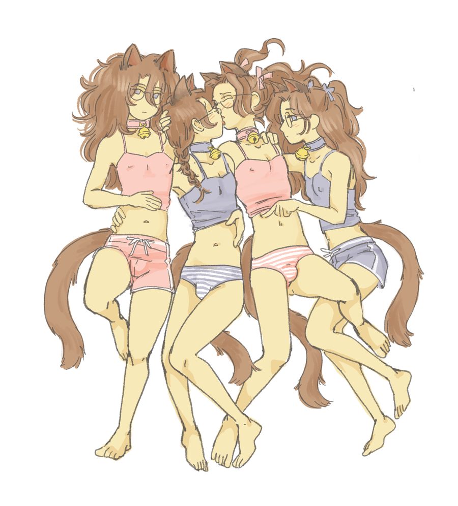 4girls, barefoot — artwork by nemouti