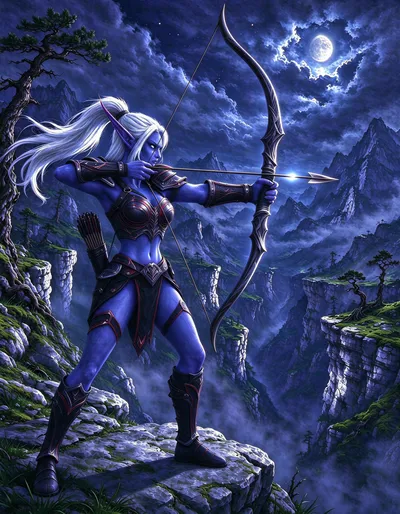 Blue skin, elf - artwork by Chomag