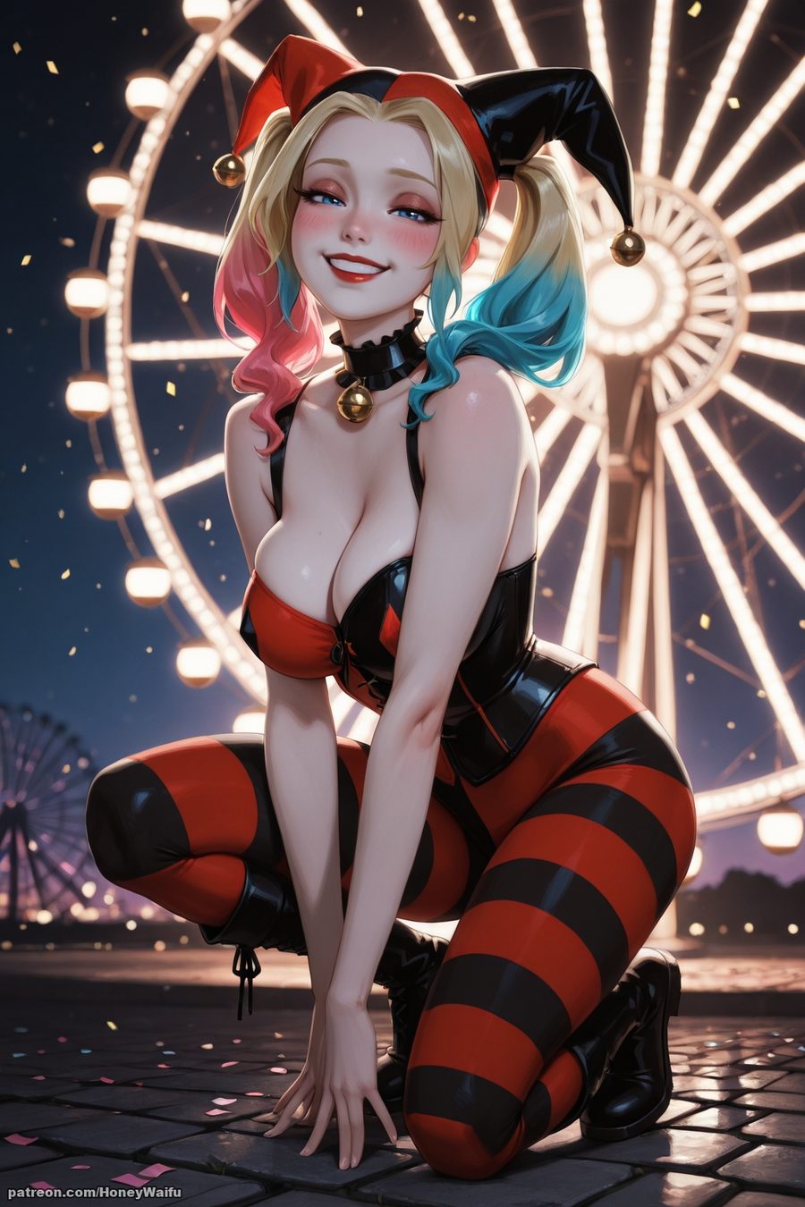 Harley quinn - artwork by honeywaifu