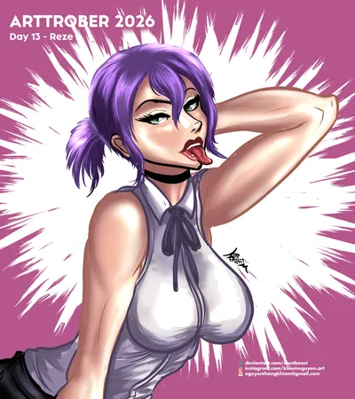 Reze (chainsaw man) - artwork by slastbeast