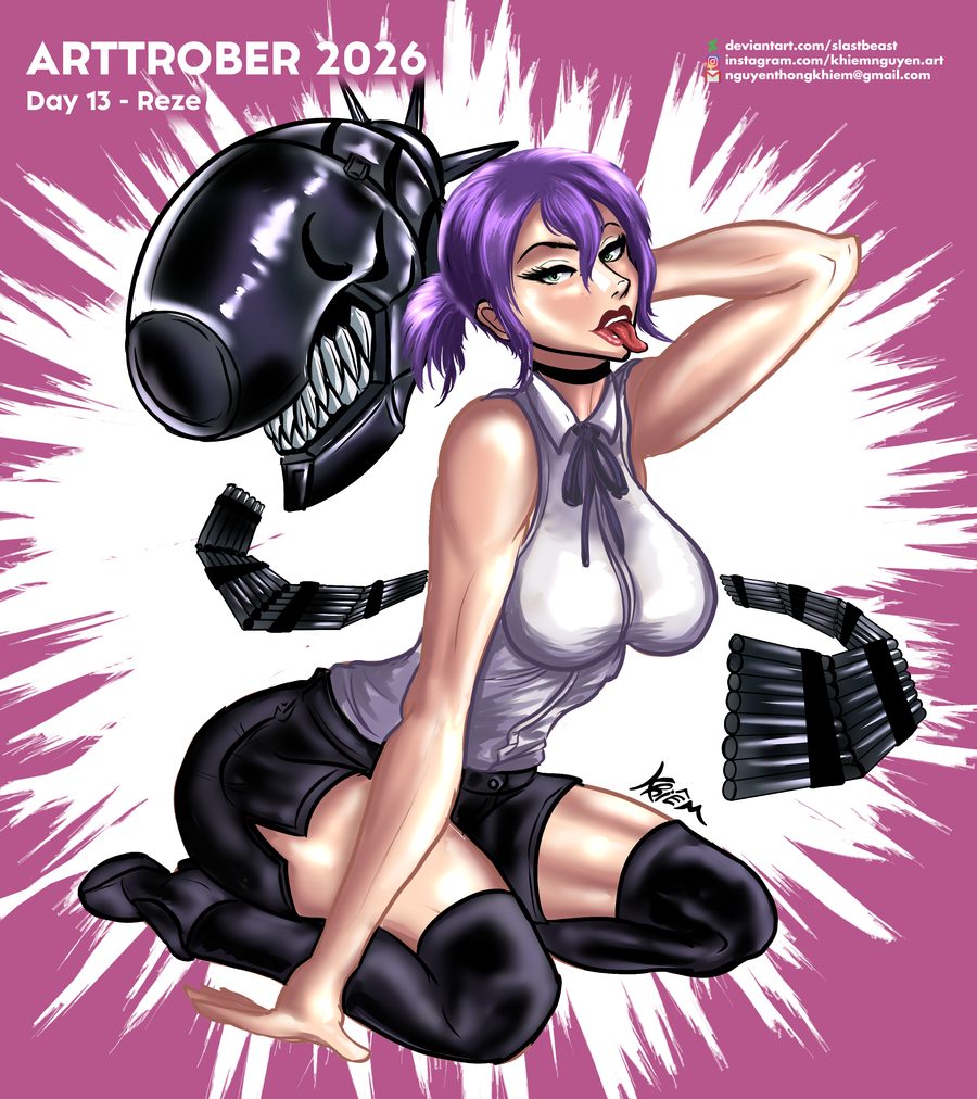 Reze (chainsaw man) - artwork by slastbeast