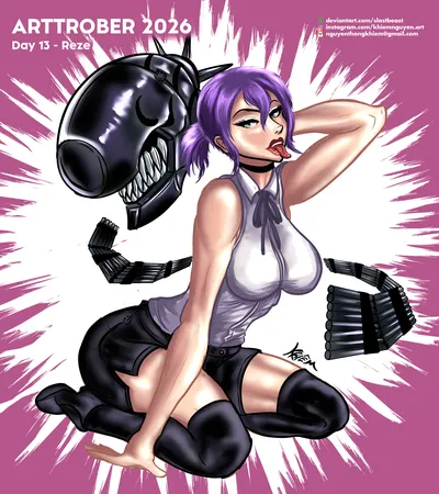 Reze (chainsaw man) - artwork by slastbeast
