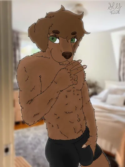 Bird dog, brown body - artwork by bot