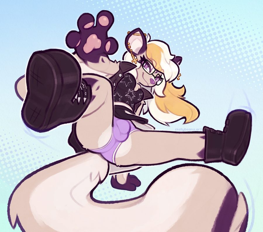 Action pose, anthro - artwork by skellybeanz