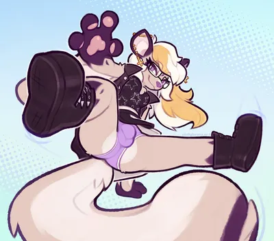 Action pose, anthro - artwork by skellybeanz