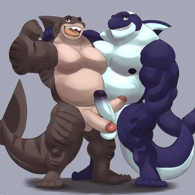 2 penises, anthro - artwork by bot
